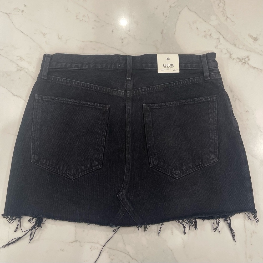 NWT Agolde Quinn Hi Rise black distressed mini skirt - Picture 10 of 14